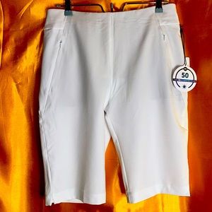 Tail Women's 17” Essential Golf Shorts - Chalk White - Pull On Design - Size 8